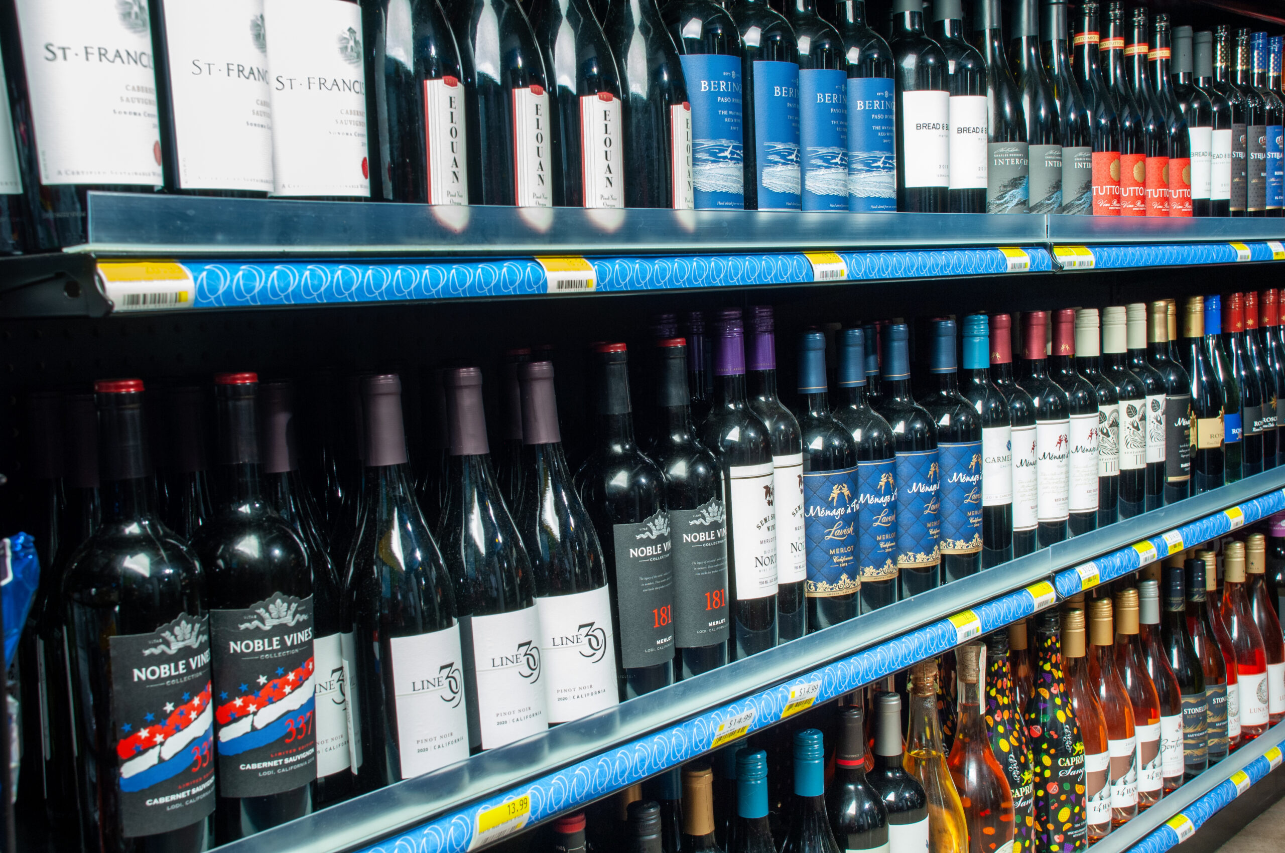 QMart wide selection of wines.